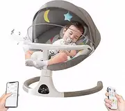 TTFP Baby Swing with Dinner Tray, New Born Baby Rocker Chair with 3 Timing, 5 Sway Angles (Gray)