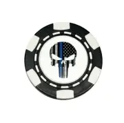 Punisher Skull Thin Blue Line Marvel Clay Poker Chip Golf Ball Marker Card Guard