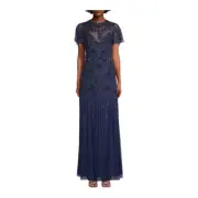 Aidan Mattox Beaded Flutter Sleeve Gown size 16 NWT