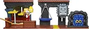 Nintendo Super Mario Dungeon Deluxe Play Set, Includes: 2.5” Fire Mario Figure & 7 Interactive Environmentpiece Moving Platforms & Thwomp, Spinning Fire Balls, Hidden Coin, Swing, & Door