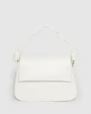 White Olivia Twist Top Handle Bag