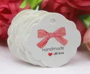 25 Swing Gift Tags Handmade with Love White 3cm Homemade Packaging Present Tag