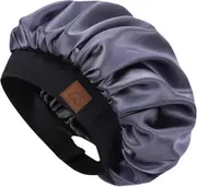 Hat Hut Satin Bonnet Silk Bonnet Sleep Cap for Women Hair Bonnet ( Dark Grey)