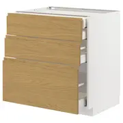 METOD / MAXIMERA base cb 3 frnts/2 low/1 md/1 hi drw, white/Voxtorp oak effect, 80x60x80 cm