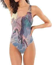 [Joisal] Beautiful Woman Dragons Swimsuit One Piece Backless One Piece Push up Bathing Suits for Women with Bra, Dragon Pink, Small