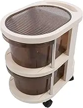 Spacnana Utility Storage Cart with Drawer, Multifunctional Mobile Storage Cabinet Multi Layer Snacks Cosmetics Rack with Wheels for Office, Living Room, Kitchen (Brown)