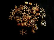 Beads Rose Gold Flatbacks ? 31pcs vintage19mm decorative scroll music note