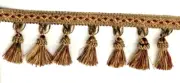 Tassel Fringe Trim 3.5" for Drapery Curtains Upholstery Pillows/ Gold w Burgandy