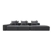 [James Lane] Riley Linen Charcoal Modular Sofa - 1x Arm, 2x Armless, 1x Right Terminal