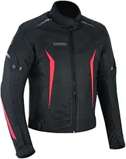 outletMOTARD Men's 4 Seasons Motorcycle Jacket - Reflective, Waterproof and Breathable Protective Jacket with CE Protectors for Back and Elbows - Comfort & Safety All Year Round, black/red, 3XL Kurz