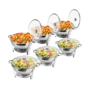 Chafing Dish Buffet Set 6 Packs, 5 QT Stainless Steel Round Chafing Dishes wi...
