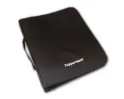 Tupperware Binder Notebook Large Zippered w/ Handle & Interior Pocket Logo Black