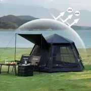 Automatic Dome Tent Hexagonal Black Coated Sunshade Waterproof One-touch Quick