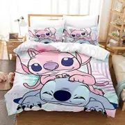v1508 Bed Sheets Stitch Lilo and Stitch Cute Cartoon Duvet Cover Anime Warm Set Bedding Bedroom Room Decoration Large E Bed Size Printing 3-Piece Bedd