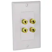 Avico Speaker Cable Wall Plate Wallplate 2 Speakers Banana Plugs Binding Posts