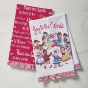 Christmas Cyndi Lauper "Joy to the World" Kitchen Towels, Set of Two, 24" x 30"