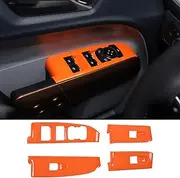 Window Panel Door Lock Switch Frame Cover Trim Set for Ford Maverick 2022-2024 Pickup Truck, Car Interior Decoration Accessories (Orange)
