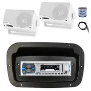 Pyle Marine Radio, Spa Bezel,Adapter, Antenna,Wire, 2x 3.5'' 200W White Speaker