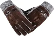 [YULOONG] Men's Gloves, Winter Touchscreen Texting Driving Thick Suede Leather Gloves (Fleece Lining)