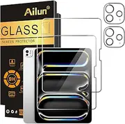 Ailun 2 Pack Screen Protector for iPad Pro 13 Inch 2024 7th Generation + 2 Pack Camera Lens Protector,Tempered Glass Anti-Scratch Case Friendly, Compatible with Face ID Apple Pencil[4 Pack], Clear