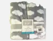 Hudson Baby Sleeping Bag Sleeveless Plush 0-6 Months Gray Clouds Full zip up