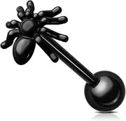 [OUFER] Spider Tongue Rings, 316L Surgical Steel Tongue Piercing Jewelry, Internally Threaded Tongue Piercing, Black Tongue Rings For Women and Men