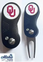GOLF SWITCHBLADE NCAA OKLAHOMA SOONERS Divot Repair Tool + Ballmarker Black Whit
