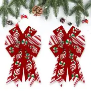 2 Pieces Christmas Bows for Wreath, Merry Christmas Wreath Bows Red Burlap Bo...