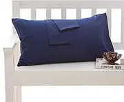Set of 2 Simple Fashion Cotton Pure Pillowcases Solid Color Pillowcase Cover Bedroom Rec Bedding Article Home Decor Standard Size (Dark Blue) Multicolor996
