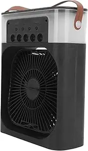 3 Speed ​​Air Cooler Humidifier 600ml 3 Auto Timers Quiet Personal Evaporative Air Cooler USB for Home (Black)