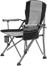 OGL Folding Camping Chair for Picnic Hiking Outdoor Beach Fishing Lawn Patio, Portable Lightweight Seat Seating Furniture with Armrests Cup Holder Grey