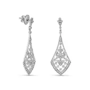 0.88 CT. T.W. Diamond Ornate Drop Earring in 18K White Gold