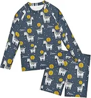 [ZZXXB] Sleeping Zebra Balloon Boys Swimsuit Rash Guard Toddler Kids Long Sleeve Swim Shirt and Trunks