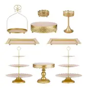 9Pcs Metal Cake Stands Round Cake Stands Candy Fruit Display Plate Cupcake Se...