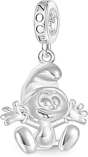 [GNOCE] Smurf Character Charms Cute Cartoon Character Charm S925 Sterling Silver Pendant Dangle Charms for Women Wife Jewelry Gifts