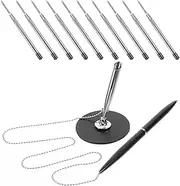 WEKAMOS 1Set Decorative Pen with Chain Rotating Desktop Signature Pens for Business Office Use Smooth Writing Hotel Signature Pen with Refills for Countertop Desk