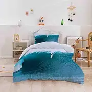 3D Surfer Sea Quilt Cover Set Bedding Set with Pillowcases, Single/Double/Queen/King Size (Queen)