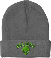 [Speedy Pros] Beanie for Men & Women Believe Alien Embroidery Style B Skull Cap Hat 1 Size