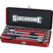 Sidchrome Set Socket 1/2 Drive AF/Metric 24 Pieces SIDSCMT14110