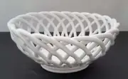 NEW Williams Sonoma White Ceramic Woven Bread Basket NIB Easter