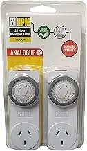HPM Slimline 24 Hour Analogue Timer Twin Pack, Double Pole