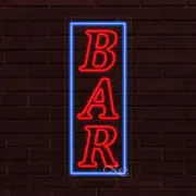 NEW "BAR" w/BORDER VERTICAL 30x12x1 INCH LED FLEX WINDOW/WALL INDOOR SIGN 30966
