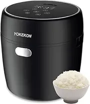 [YOKEKON] Rice Cooker Small 2L,Mini Cooker and Stainless Steel Rice Cooker for 2-4 People,Low Carb Cooker 8-in-1 Smart Control Multifunction, Delay Timer/Auto Keep Warm/Sushi/Risotto/Cake, Black