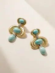 [DAVID WEBB] DAVID WEBB - Double Crescent 18-karat Gold, Platinum, Turquoise And Diamond Clip Earrings - Blue - One size One size Blue