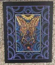 Michael Everett Moth Guitar Concept Art OG Colored Pencil 4x6" Drawing w/COA!