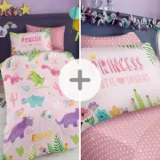 Cutie-Suraus Spots Dino Single Bedding Set Duvet Cover Pillowcase & Fitted Sheet