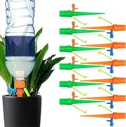 BEADNOVA Plant Self Watering Spikes Automatic Irrigation Equipment Adjustable Self Watering Spikes for Plants with Slow Release Control Valve (Orange Green, 12pcs)