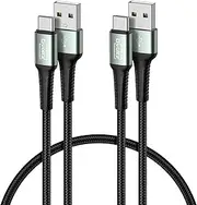 [Gvoltz] 2Pack-0.5M Short USB A to USB C Cable, USBC Charger Cable, 3A USBC Fast Charging Cord, USB to USB C Charging Cable for iPhone 16,15 Pro Max Samsung S20,23,24, LG, Motorola, Huawei, Android Auto