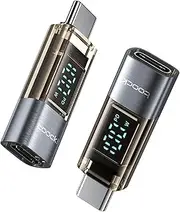 Toocki USB C Adapter, 2Pack 100W USB C Female to USB C Male Extension Adapter Type C with Digital Power Meter Display, Compatible with iPad Pro iPhone15 MacBook Pro & All USB C Cable