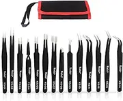 Kaisi 14 PCS Precision Tweezers Set, ESD Tweezer Set, Anti-Static Stainless Steel Tweezers Set for Craft, Jewelry, Electronics, Laboratory Work